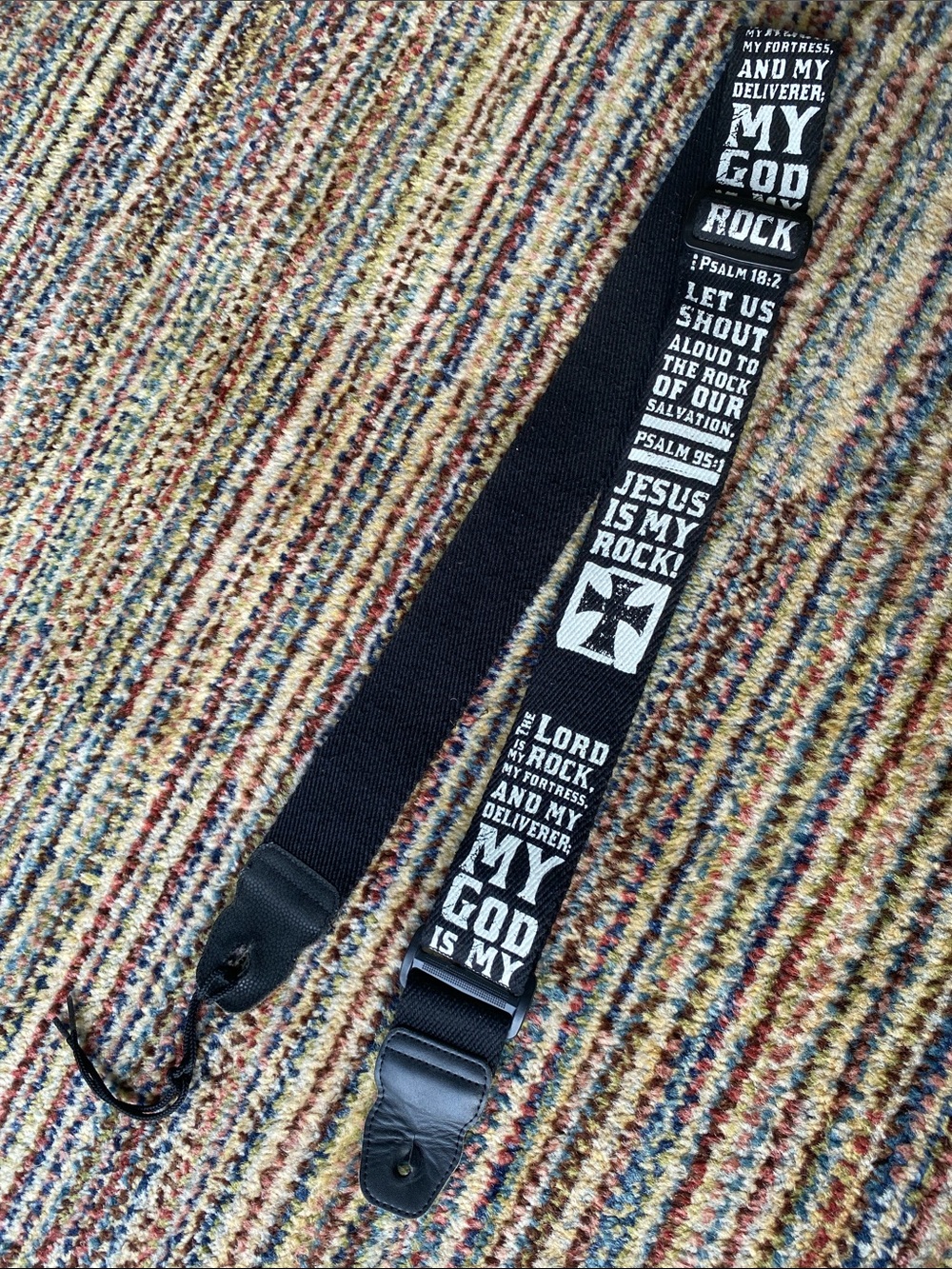 Black Guitar Strap - Psalm 18:2